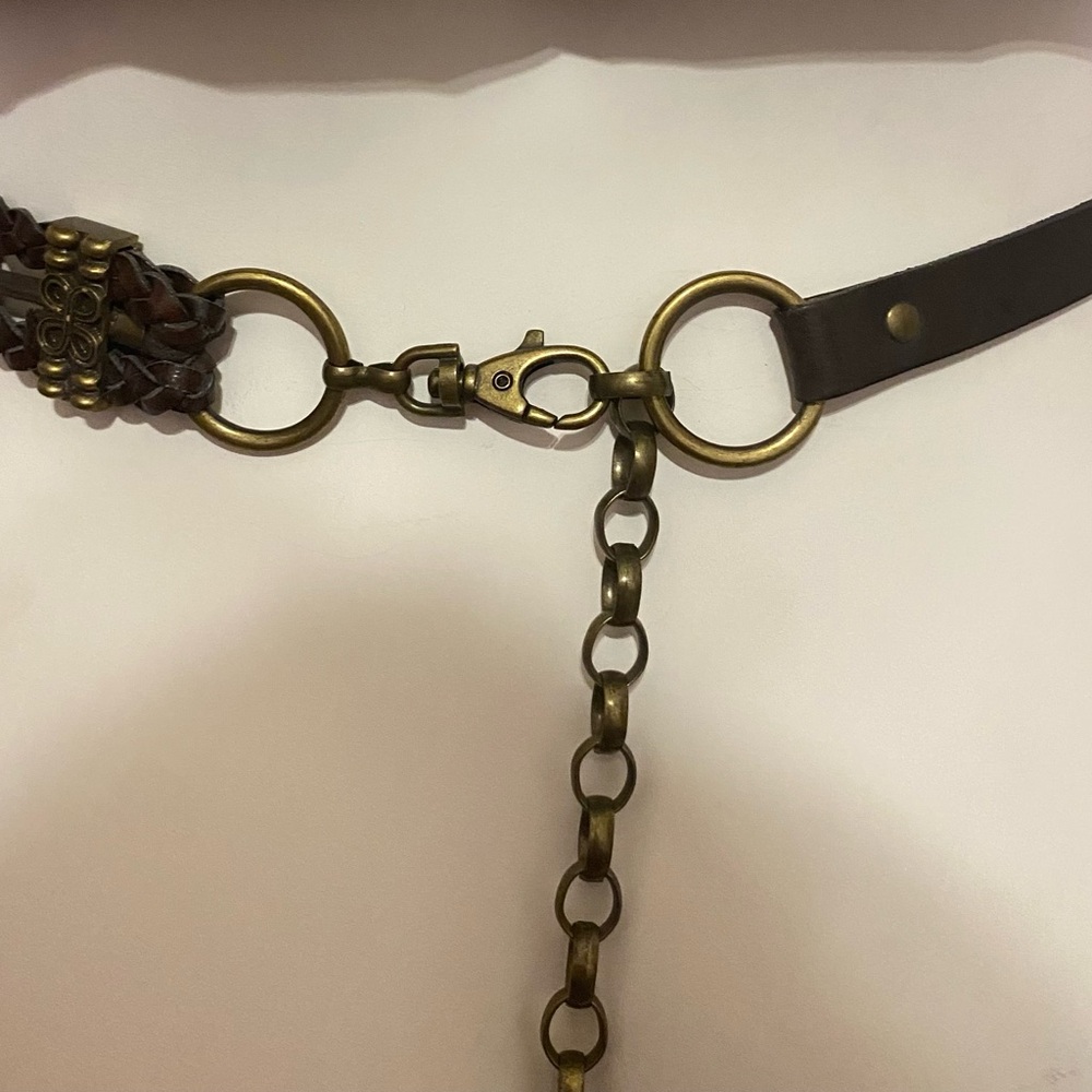 Elegant Brown Braided Belt with Charms - Picture 4 of 6